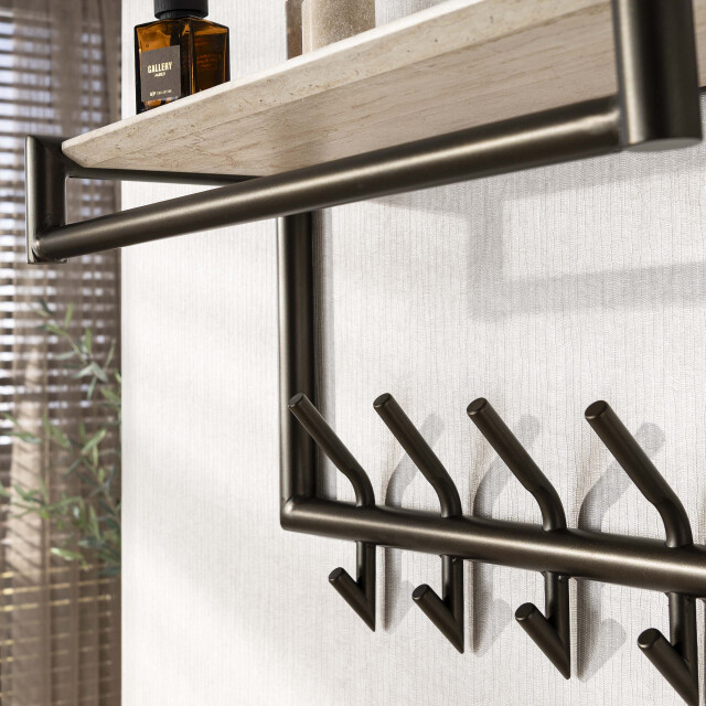 Hoyz kapstok terra 2x5 haken 65cm melamine travertine 3491333 large