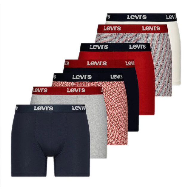 Levi's heren boxershort giftpack 7-pack blauw/grijs/multicolour/rood maat m 37149-0934 large