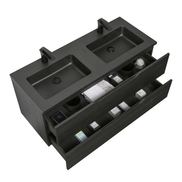 Badplaats Badkamermeubel set cairo 120 x 48cm zwart eiken badmeubel met 3510127 large