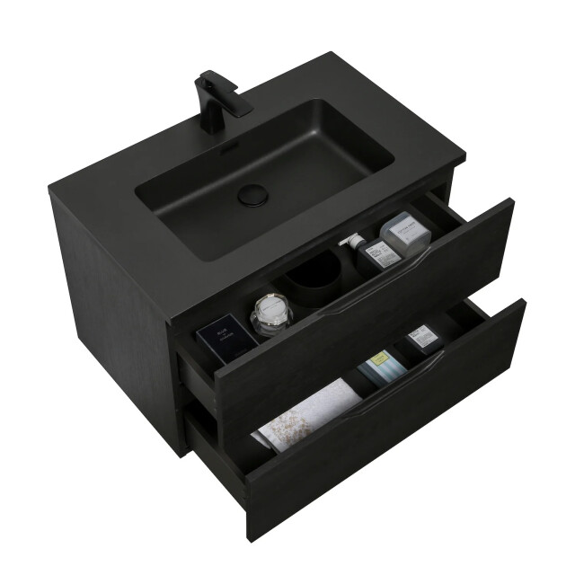 Badplaats Badkamermeubel set cairo 80 x 48cm zwart eiken badmeubel met 3510129 large