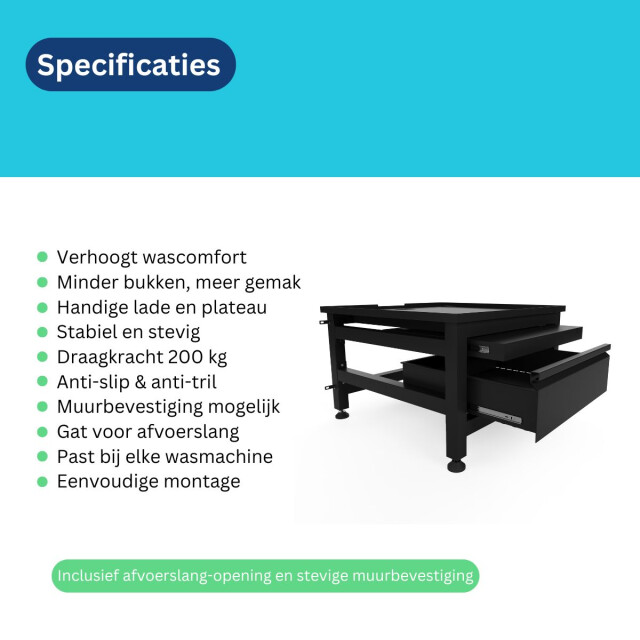 Wasophoogte Wasmachine verhoger – novapro met lade en plateau - 3448225 large