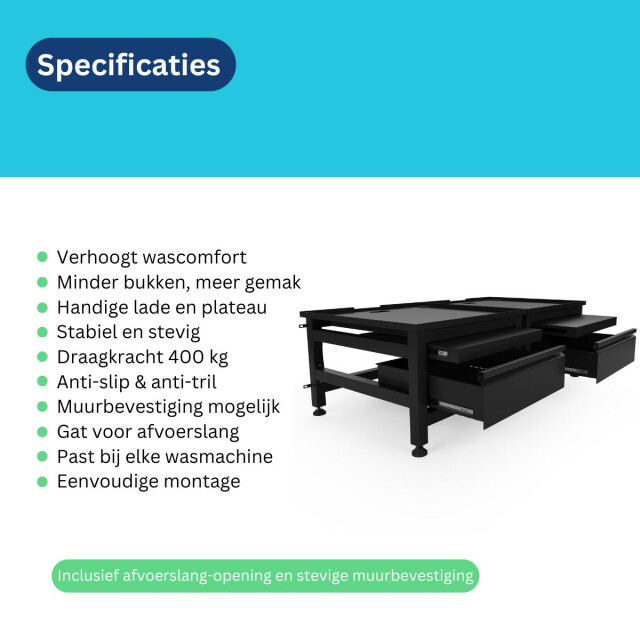 Wasophoogte Wasmachine verhoger – novapro met lade en plateau – 3448224 large