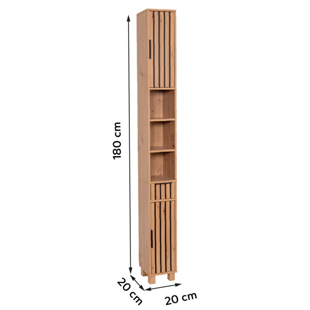 4bathroomz Parma hoge kast smal 180cm in paneel design /zwart 3503765 large