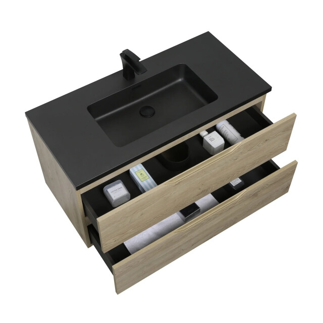 Badplaats Badkamermeubel set cairo 100 x 48 cm kastanje eiken badmeubel met 3510124 large