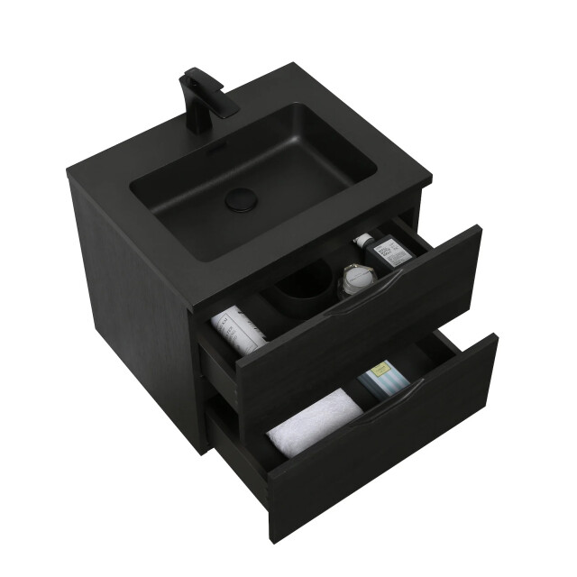 Badplaats Badkamermeubel set cairo 60 x 48cm zwart eiken badmeubel met 3510130 large