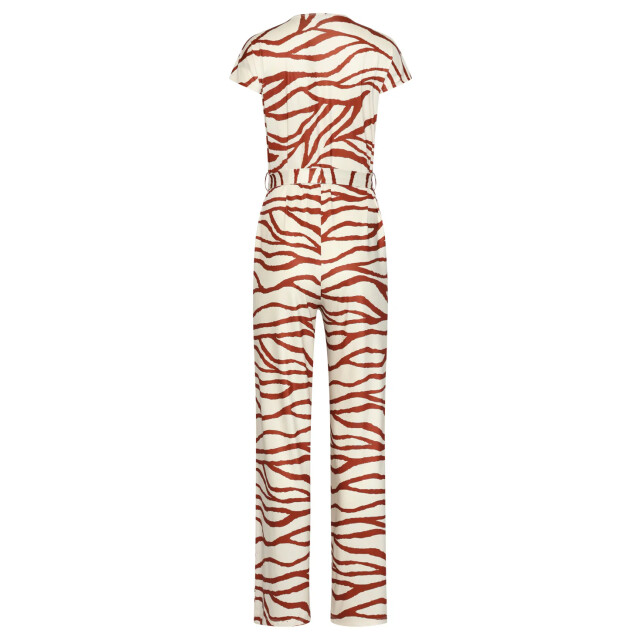 Smashed Lemon Jumpsuit met bruine zebraprint en v-hals | 8718679003766 large