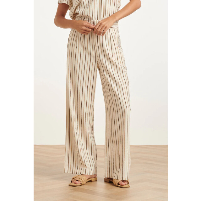 Smashed Lemon Gestreepte wide leg broek met knoopdetail | 8718679009287 large