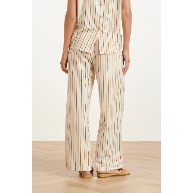 Smashed Lemon Gestreepte wide leg broek met knoopdetail | 8718679009287 large