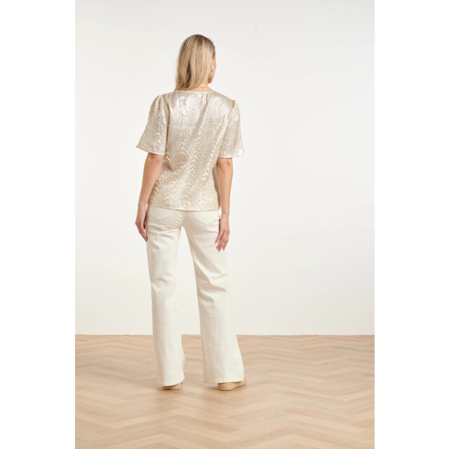 Smashed Lemon Dames top met metallic structuur | 8718679013840 large