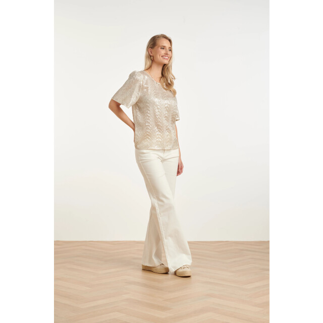 Smashed Lemon Dames top met metallic structuur | 8718679013840 large