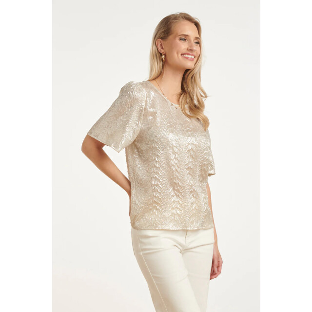 Smashed Lemon Dames top met metallic structuur | 8718679013840 large