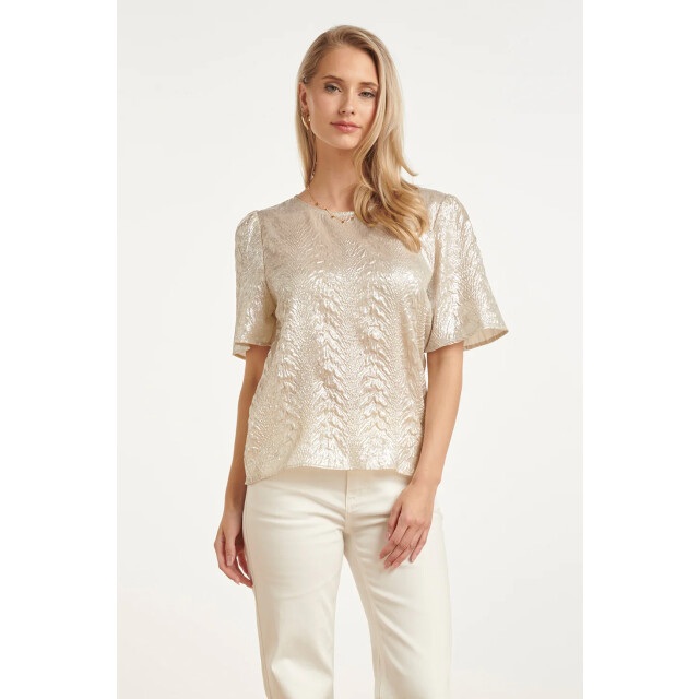 Smashed Lemon Dames top met metallic structuur | 8718679013840 large