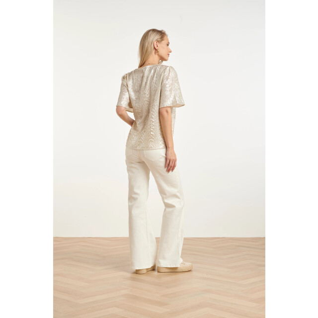 Smashed Lemon Dames top met metallic structuur | 8718679013840 large