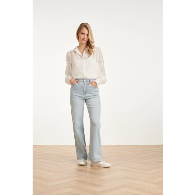 Smashed Lemon Elegante doorschijnende blouse met reliëf print | 8718679008006 large