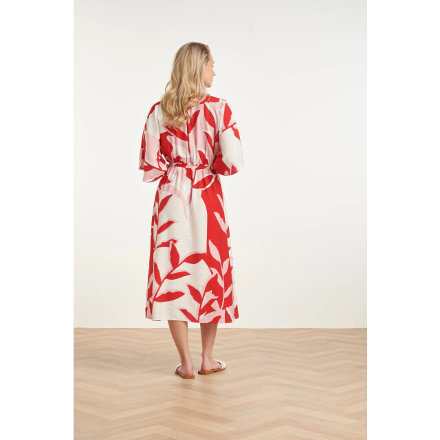 Smashed Lemon Maxi-jurk met rood en roze botanische print | 8718679002165 large