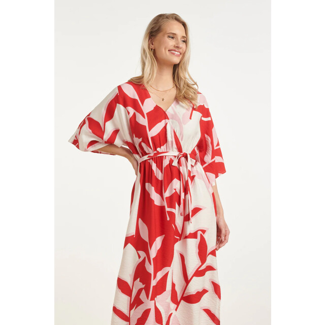 Smashed Lemon Maxi-jurk met rood en roze botanische print | 8718679002165 large