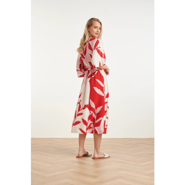 Smashed Lemon Maxi-jurk met rood en roze botanische print | 8718679002165 large