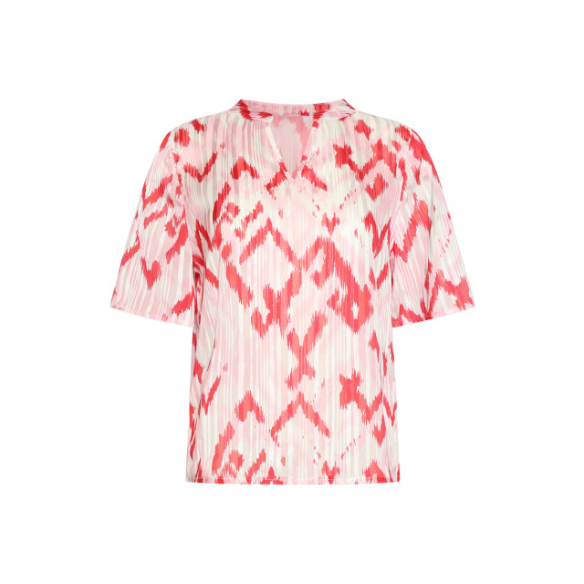 Smashed Lemon Dames top met grafische aztec print in roze en rood | 8718679006002 large