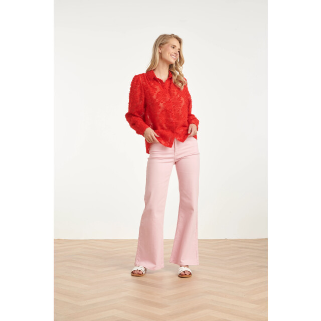 Smashed Lemon Elegante doorschijnende blouse met reliëf print | 8718679008167 large