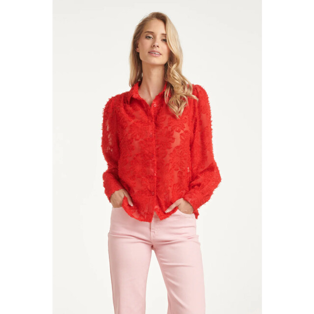 Smashed Lemon Elegante doorschijnende blouse met reliëf print | 8718679008167 large