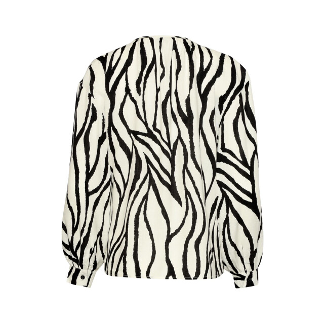 Smashed Lemon Dames top met abstracte zebra print in off-white en zwart | 8718679005289 large