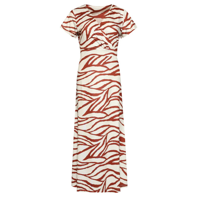 Smashed Lemon Maxi stretch jurk met bruine zebraprint | 8718679003841 large