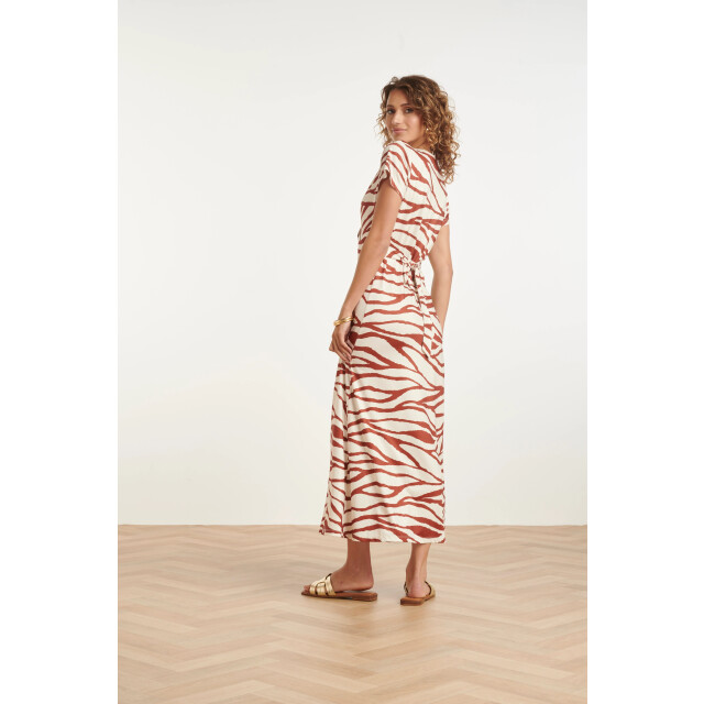 Smashed Lemon Maxi stretch jurk met bruine zebraprint | 8718679003841 large