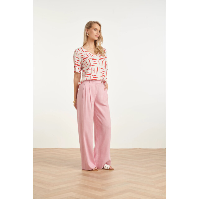 Smashed Lemon Top met grafische streep print rood/wit | 8718679002240 large