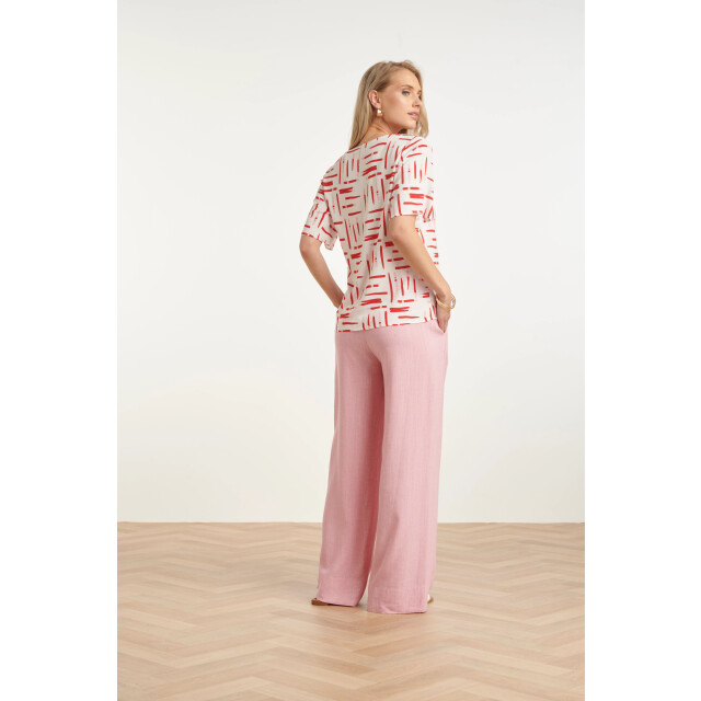 Smashed Lemon Top met grafische streep print rood/wit | 8718679002240 large