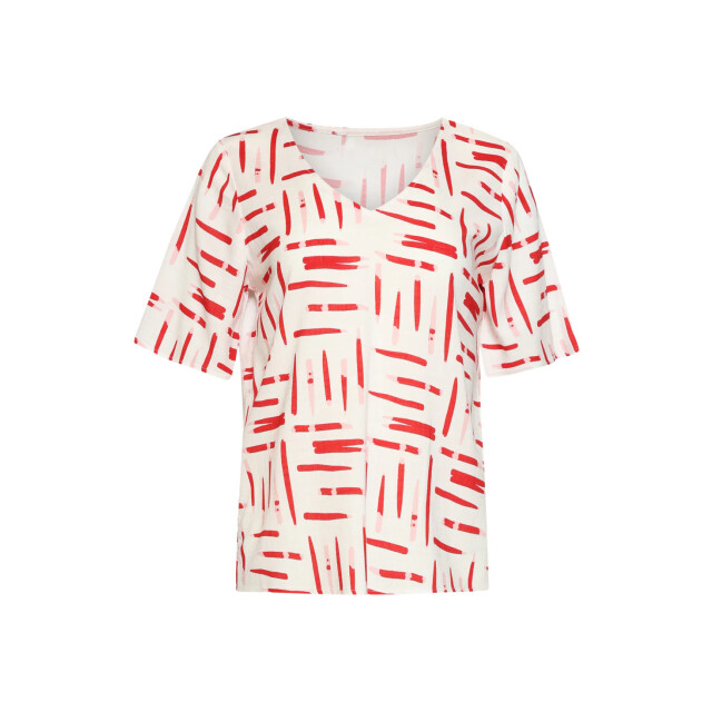 Smashed Lemon Top met grafische streep print rood/wit | 8718679002240 large