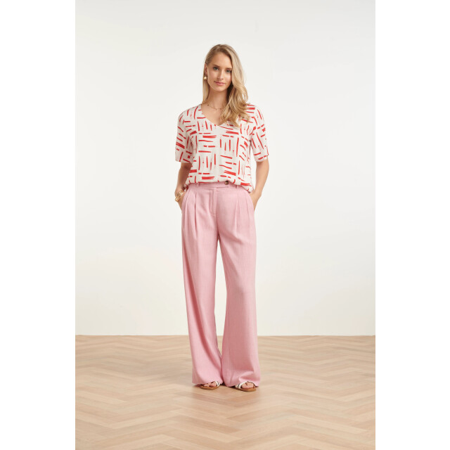 Smashed Lemon Top met grafische streep print rood/wit | 8718679002240 large