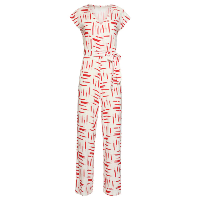 Smashed Lemon Jumpsuit met grafische streep print rood/wit | 8718679002325 large