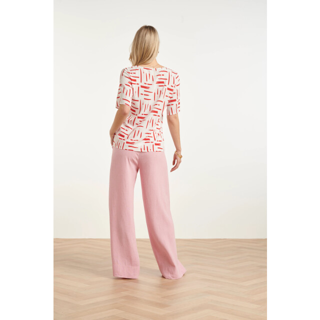 Smashed Lemon Top met grafische streep print rood/wit | 8718679002240 large