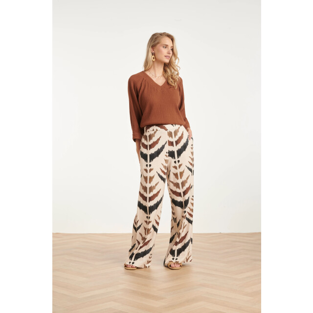 Smashed Lemon Wijde broek met grafische aztec print | 8718679003049 large