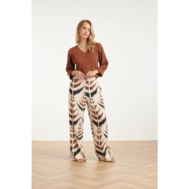 Smashed Lemon Wijde broek met grafische aztec print | 8718679003049 large