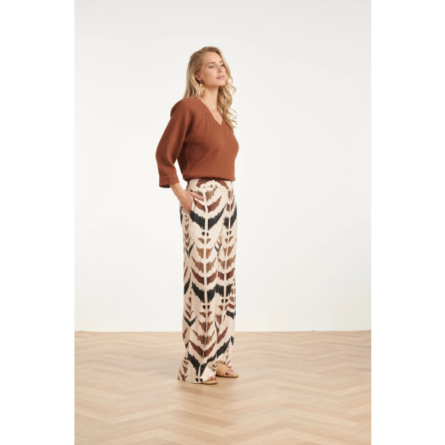 Smashed Lemon Wijde broek met grafische aztec print | 8718679003049 large