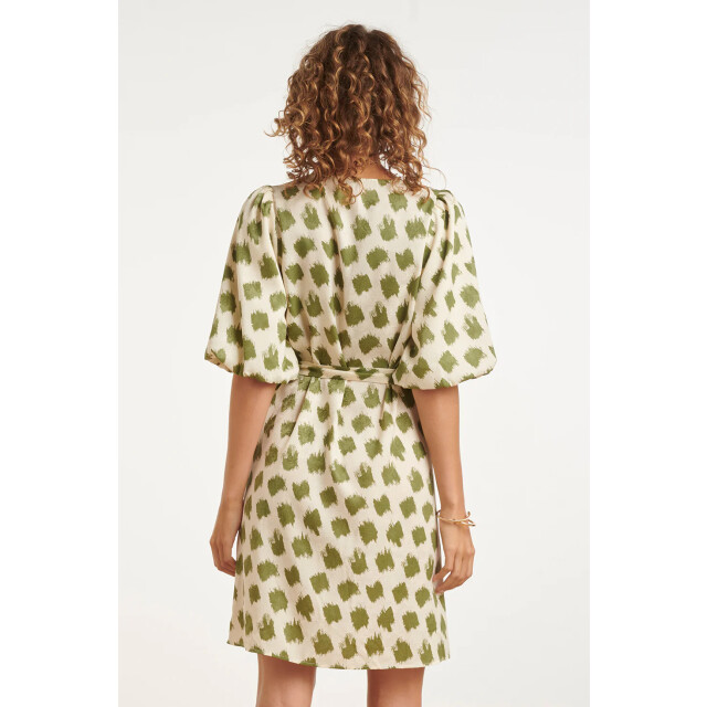 Smashed Lemon Jurk met abstracte groene dieren print en ceintuur | 8718679005685 large