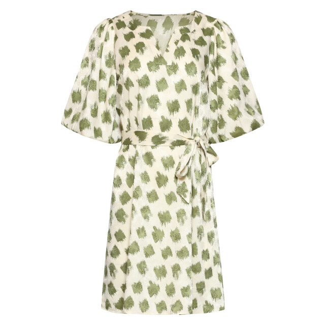 Smashed Lemon Jurk met abstracte groene dieren print en ceintuur | 8718679005685 large