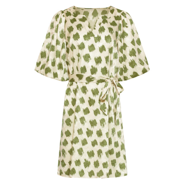 Smashed Lemon Jurk met abstracte groene dieren print en ceintuur | 8718679005685 large