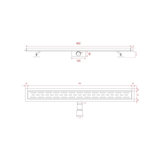 Mirlux Douchegoot 90cm- mat zwart standaard rooster rvs met flens 3503563 large
