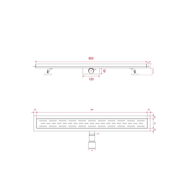 Mirlux Douchegoot 80cm goud standaard rooster rvs met flens 3503557 large