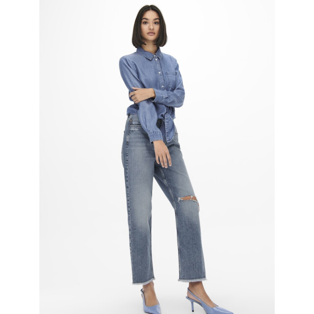 Jacqueline de Yong jasper l/s knot shirt wvn 15252957 medium blue denim 06615.265.0156 large