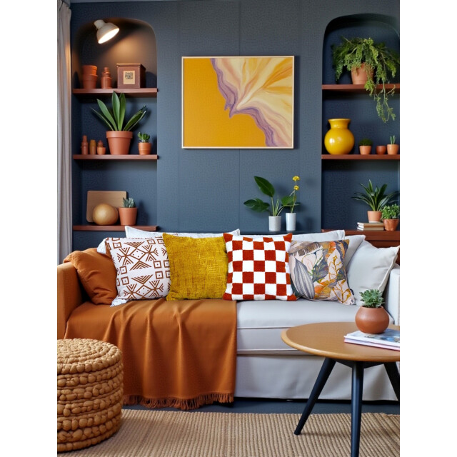 NOVÉE Bouclé checker terra | 45 x 45 cm | kussenhoes | katoen/polyester 3509695 large