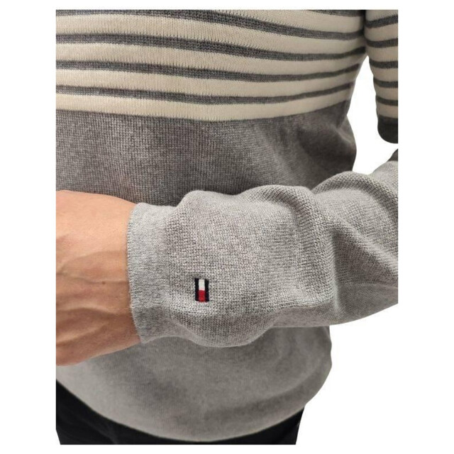 Tommy Hilfiger Heren contrast gestreepte sweater top regular UTNA380_grey large