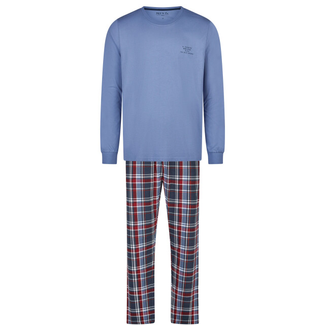 Phil & Co Essential heren pyjama set lang blauw/geruit PH-850-4+853-4 large