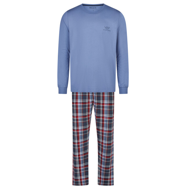 Phil & Co Essential heren pyjama set lang blauw/geruit PH-850-4+853-4 large