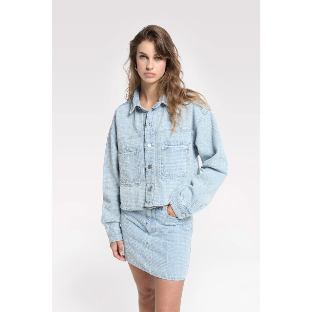 Homage to Denim H-cs26m05 mini skirt with allover distressed H-CS26M05 Mini Skirt With Allover Distressed large