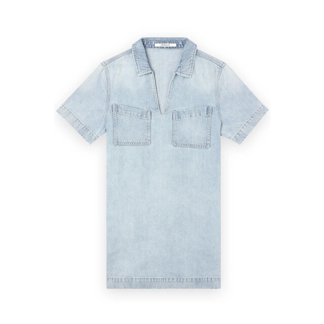 Homage to Denim H-cs26m64 denim shirt dress with v neck H-CS26M64 Denim Shirt Dress With V Neck large