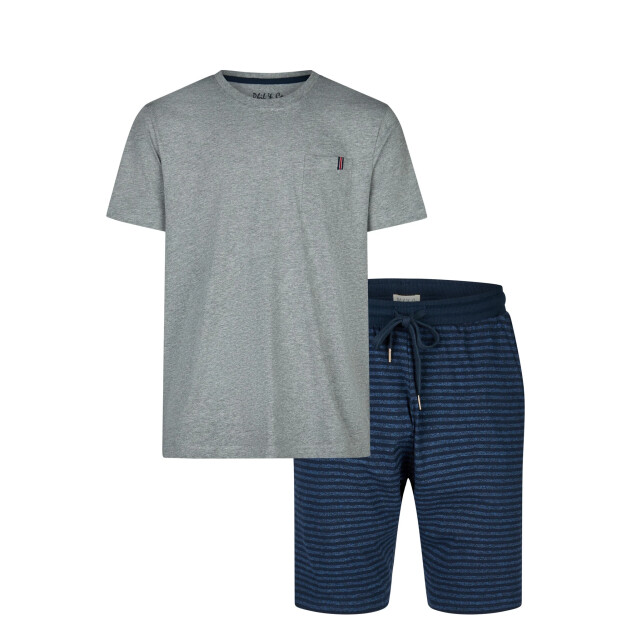 Phil & Co Essential shortama heren korte pyjama set grijs/blauw PH-851-1+852-1 large