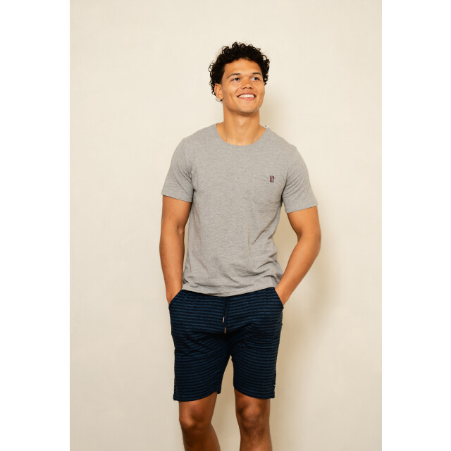 Phil & Co Essential shortama heren korte pyjama set grijs/blauw PH-851-1+852-1 large